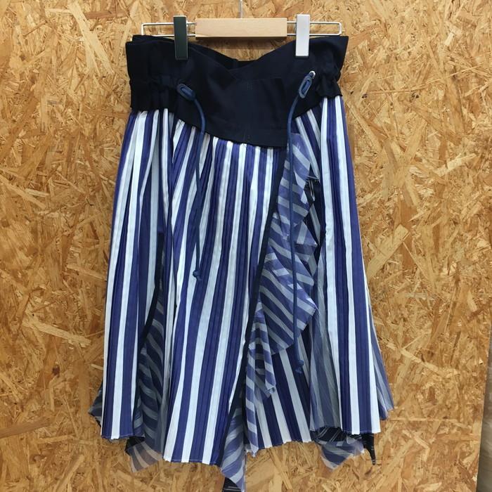 sacai 【中古】サカイ ストライプ プリーツ スカート 表記サイズ：2 