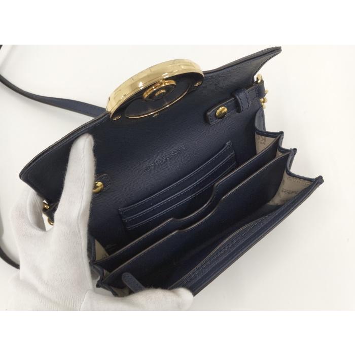 【中古】MICHAEL KORS チェーンウォレット 二つ折り長財布 レザー ネイビー｜junglejungle｜07