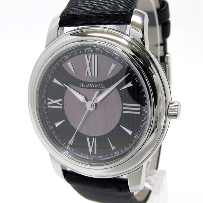 ランキング上位のプレゼント Tiffany Co ティファニー マーク Z0046 17 10 中古 Iz 文字盤ブラックシェル サテンレザーベルト Ss クオーツ メンズ腕時計 メンズ腕時計 Albinofoundation Org