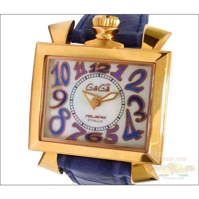 GaGaMILANO ガガミラノ レディース腕時計 ナポレオーネ GP（ピンクゴールド）×型押しレザー（ブルー） クオーツ シェル文字盤