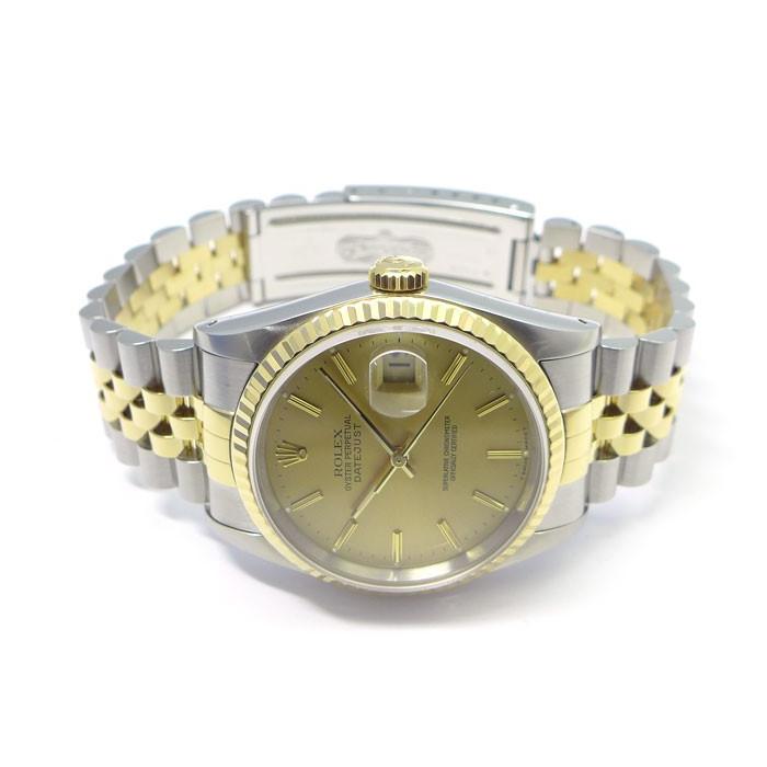 ロレックス デイトジャスト Ref 16233 X番 SS/YG コンビ シャンパンゴールド文字盤 メンズ腕時計｜junglejungle｜02