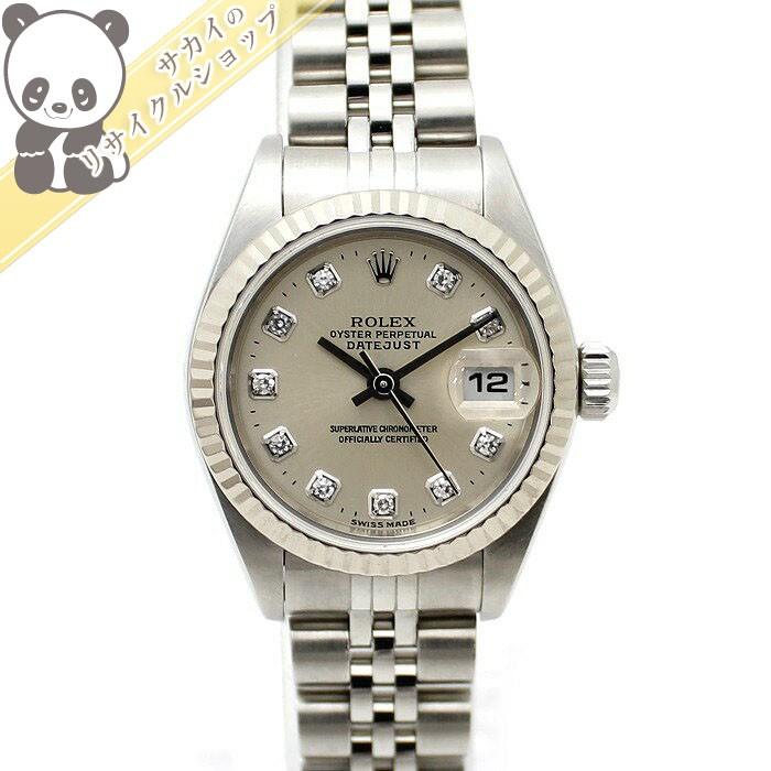 ROLEX 【中古】ROLEX デイトジャスト 10P 新ダイヤ SS シルバー文字盤 