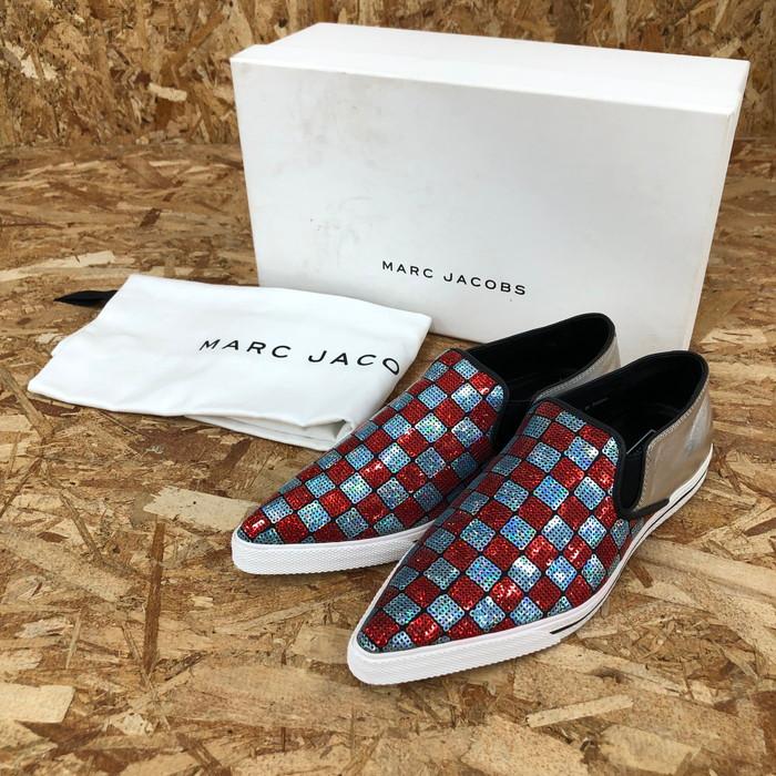 希少 MARC JACOBS スパンコール ナイロンリュック マザーズバッグ 赤  