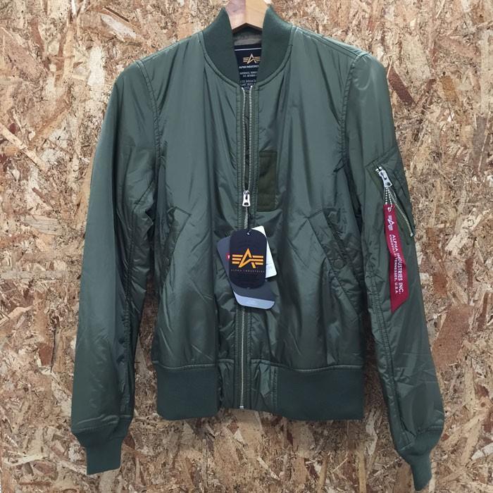 【中古】アルファ インダストリーズ フライトジャケット エムエーワン MA-1 👞 ミリタリー ライトシェル メンズ グリーン TA1032 ...