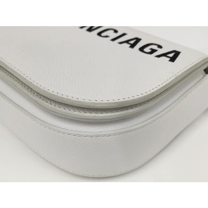 BALENCIAGA ショルダーバッグ ロゴ レザー ホワイト 550639 BALENCIAGA（バレンシアガ） ショルダーバッグ ロゴ レザー ホワイト