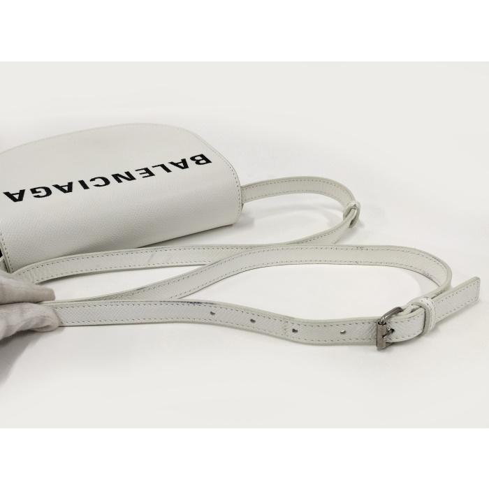 BALENCIAGA ショルダーバッグ ロゴ レザー ホワイト 550639 BALENCIAGA（バレンシアガ） ショルダーバッグ ロゴ レザー ホワイト