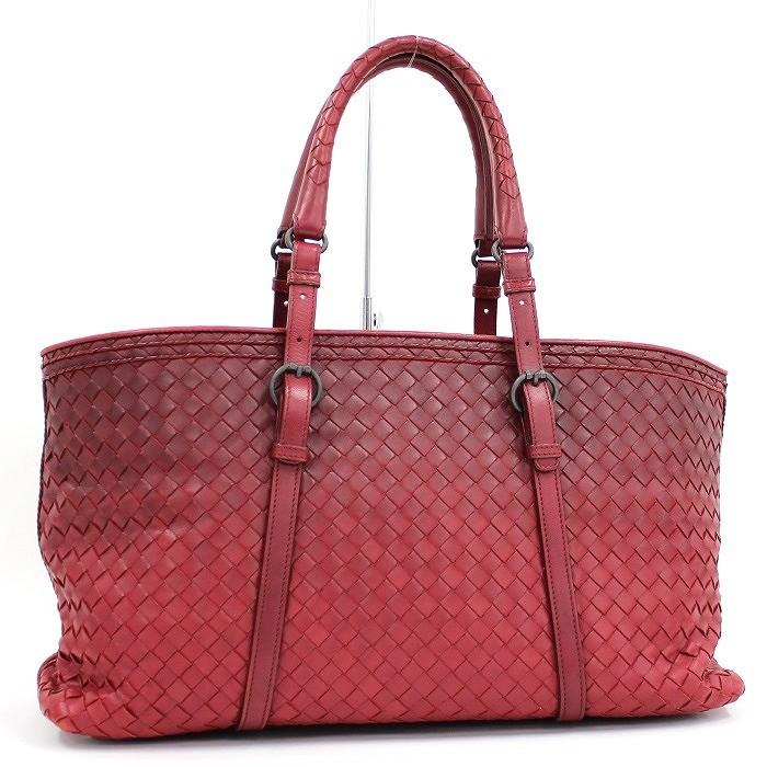 ボッテガヴェネタ　イントレチャート　ボストンバッグ　レザー　レッド ボッテガヴェネタイントレチャートボストンバッグレザーレッド