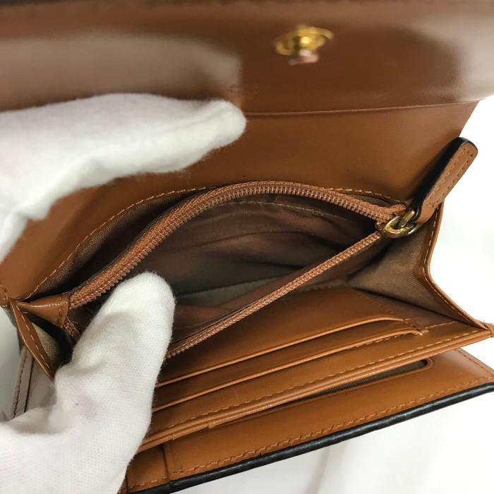 中古】MCM エムシーエム 三つ折り財布 レザー ワインレッド ブラウン系