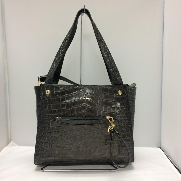 レザー ジュエルズ クロコ型押し 2WAY ショルダーバッグ ダーク 