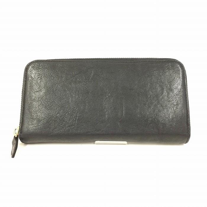 中古】ローグス ラウンドファスナー長財布 ブラック レザー[jggZ 