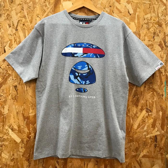 A BATHING APE 【中古】A TOMMY コラボTシャツ メンズ XLサイズ グレー 