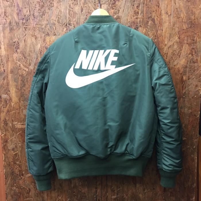 NIKE 【中古】アルファ ナイキ カスタム MA-1ジャケット カーキ NIKE 【中古】アルファ ナイキ カスタム MA-1ジャケット カーキ