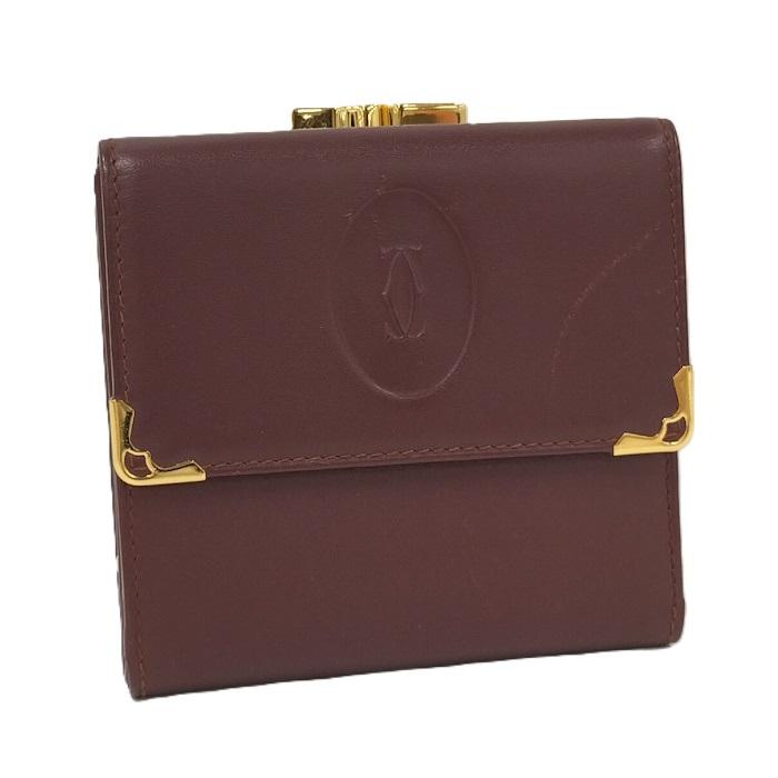 Cartier（カルティエ） 二つ折り財布 がま口 マストライン レザー