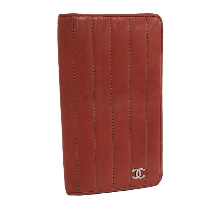 CHANEL 二つ折り長財布 マドモアゼル ココマーク レザー オレンジ CHANEL（シャネル） 二つ折り長財布 マドモアゼル ココマーク レザー