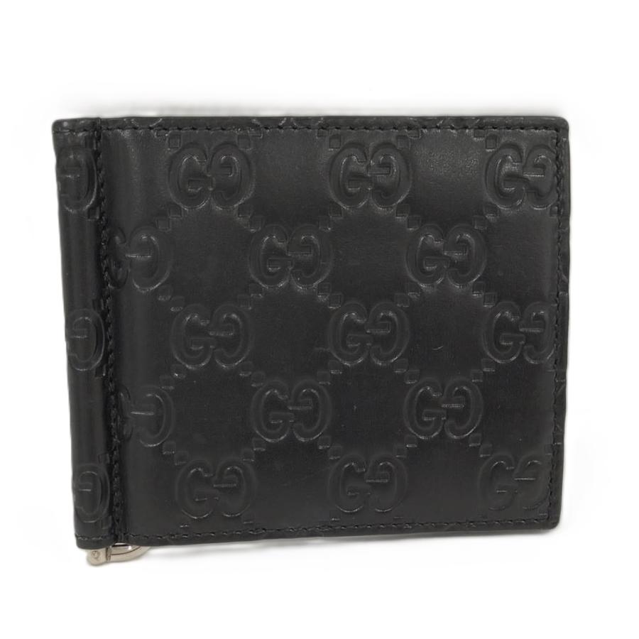 グッチ マネークリップ 二つ折り財布 GG シマ レザー 170580 ブラック GUCCI（グッチ） 二つ折り財布 マネークリップ付き グッチシマ レザー