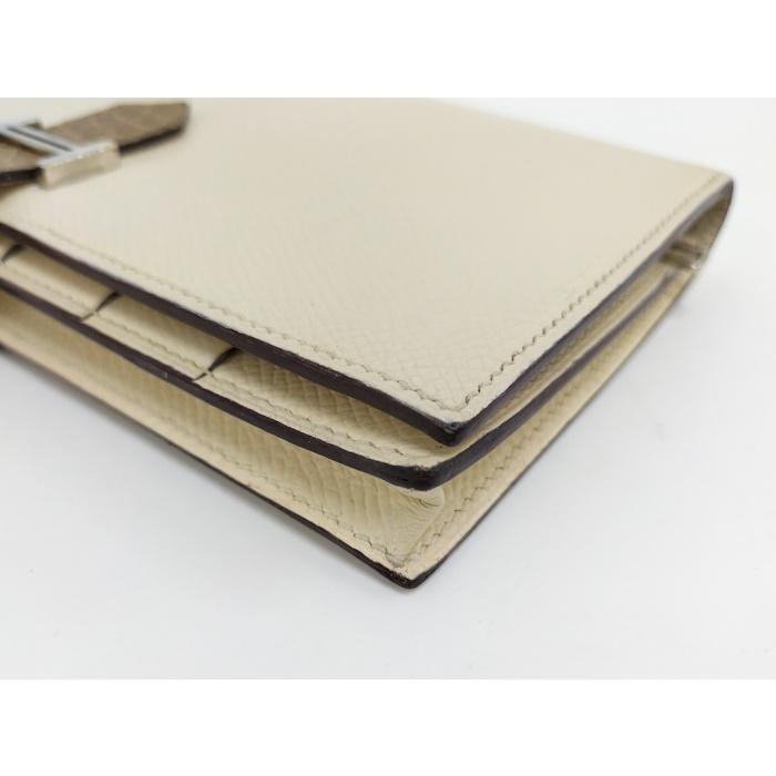 HERMES ベアン スフレタッチ 二つ折り財布 レザー アイボリーの画像