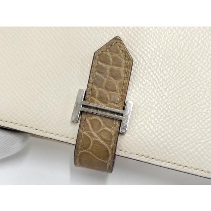 HERMES ベアン スフレタッチ 二つ折り財布 レザー アイボリーの画像