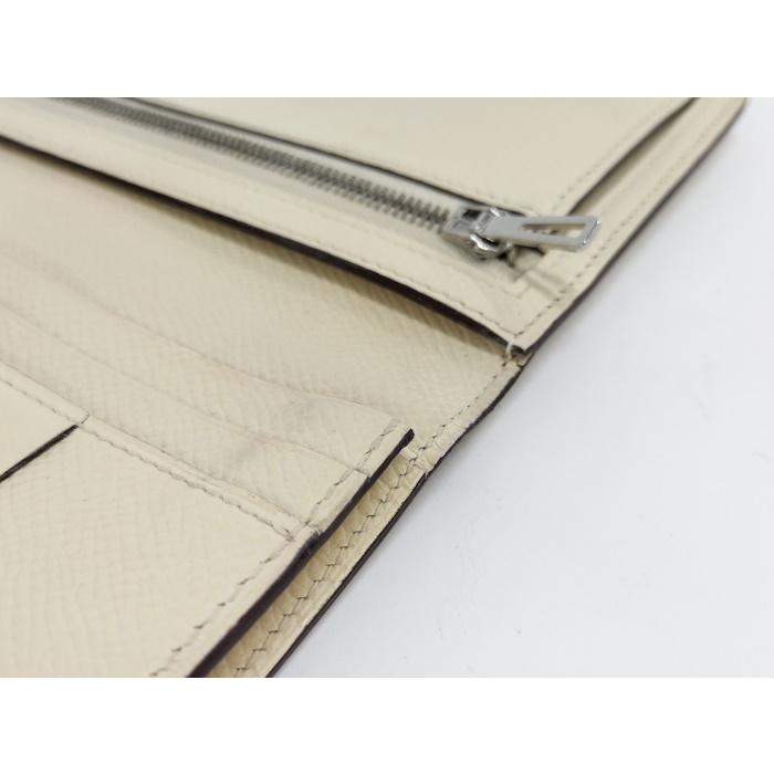 HERMES ベアン スフレタッチ 二つ折り財布 レザー アイボリーの画像