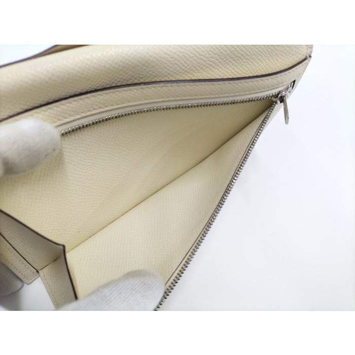 HERMES ベアン スフレタッチ 二つ折り財布 レザー アイボリーの画像