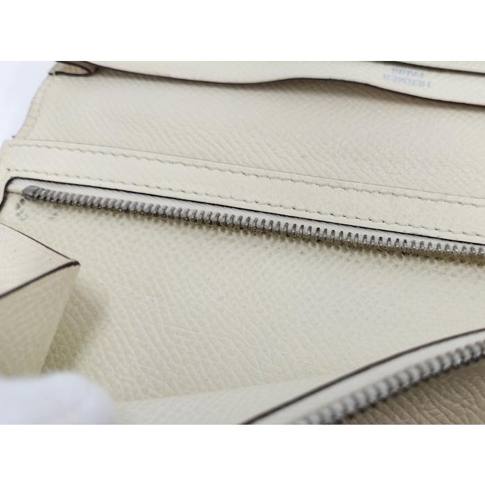 HERMES ベアン スフレタッチ 二つ折り財布 レザー アイボリーの画像