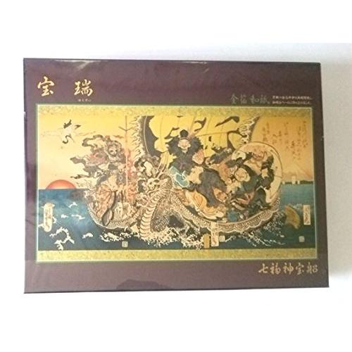 七福神 額縁入り 大型パズル 完成品 縁起物 宝瑞 宝船 金箔和紙 廃盤品 正月 七福神 額縁入り 大型パズル 完成品 縁起物 宝瑞 宝船 金箔和紙