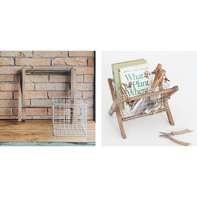 マガジンラック おしゃれ 木 整理 収納 レトロ アンティーク調 ファー