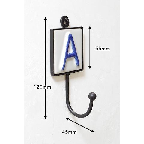 アイアン 陶器 フック 金具 壁掛け おしゃれ ウォールフック アンティーク調 玄関 収納 アルファベットフック セラミック   商品番号 hd534am｜junk-colors｜08