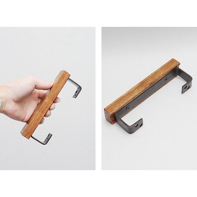 ドアハンドル アイアン ウッド 木 おしゃれ 取っ手 レトロ