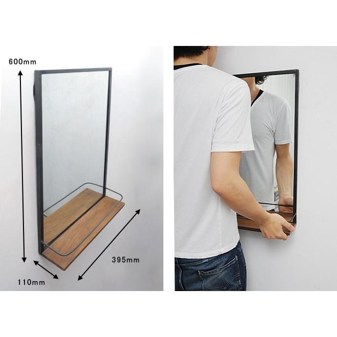 ミラー 壁掛け おしゃれ レトロ アンティーク調 アイアンウッド