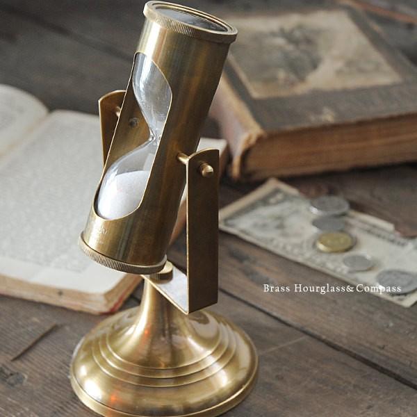 真鍮 オブジェ 砂時計 おしゃれ 卓上 レトロ アンティーク調 真鍮製 砂時計 コンパス Andwaffles Com