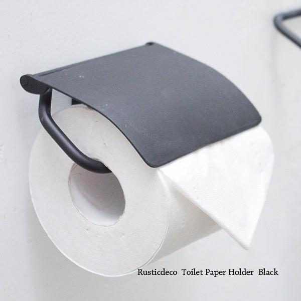 真鍮 トイレットペーパーホルダー おしゃれ カバー レトロ アンティーク調 ラスティクデコ トイレットペーパーホルダー ブラック