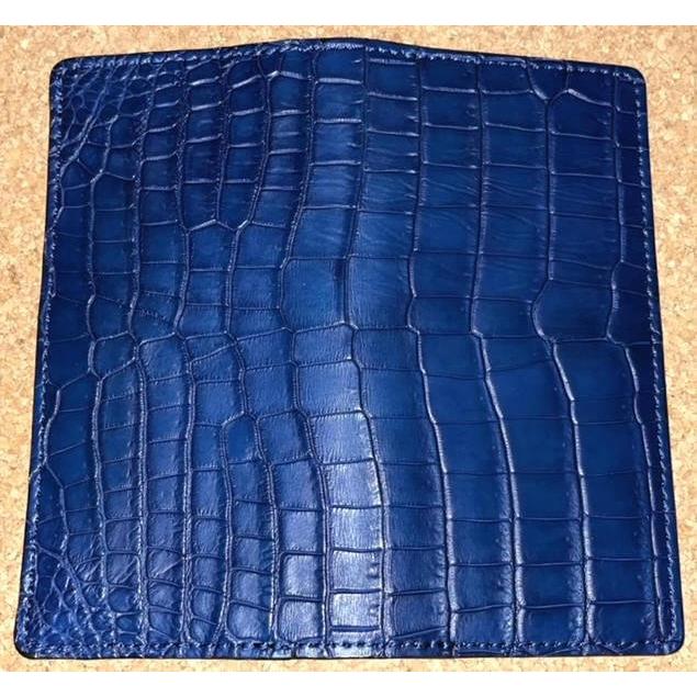 DOLCE VITA 限定 最高級 ポロサス スモール クロコダイル 入江ワニ 皮革製 ロング ウォレット (本藍染め) 紺 黒 長財布 イタリアンレザー FUNNY ファニー 本革の画像