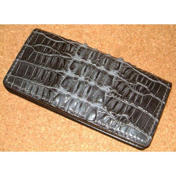 限定 DOLCE VITA 最高級 クロコダイル シャムワニ革製 ホーンバック ロング ウォレット (グレー) 黒 長財布 イタリアンレザー サドルレザー 本革 FUNNY ファニーの画像