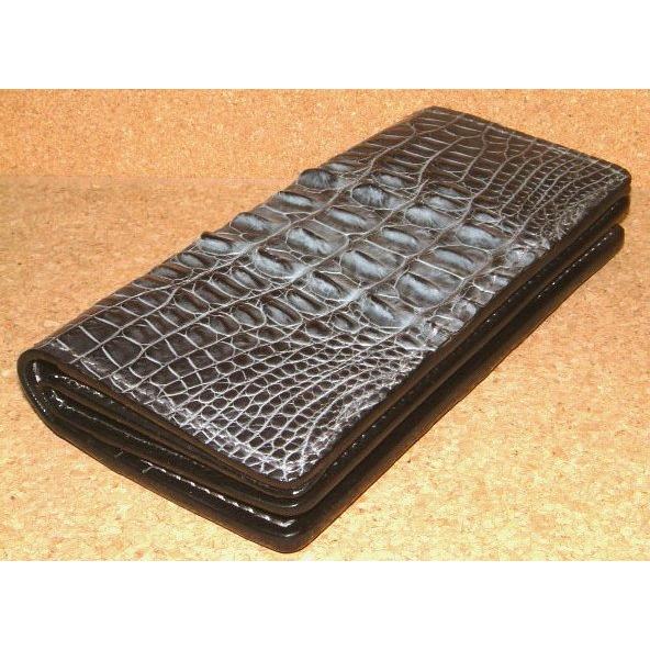 限定 DOLCE VITA 最高級 クロコダイル シャムワニ革製 ホーンバック ロング ウォレット (グレー) 黒 長財布 イタリアンレザー サドルレザー 本革 FUNNY ファニーの画像