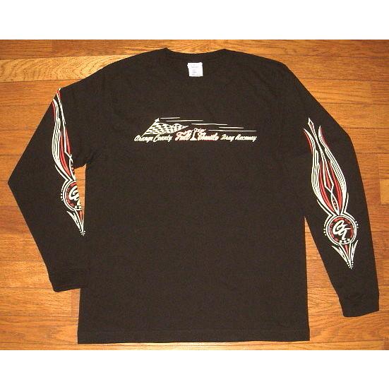 FULL THROTTLE フルスロットル ヘビーコットン生地 ピンストライプ ロングスリーブ 長袖 Tシャツ (黒×白赤) ホットロッド バイカー ピンスト ロンT バンソン｜junkhousewest｜03