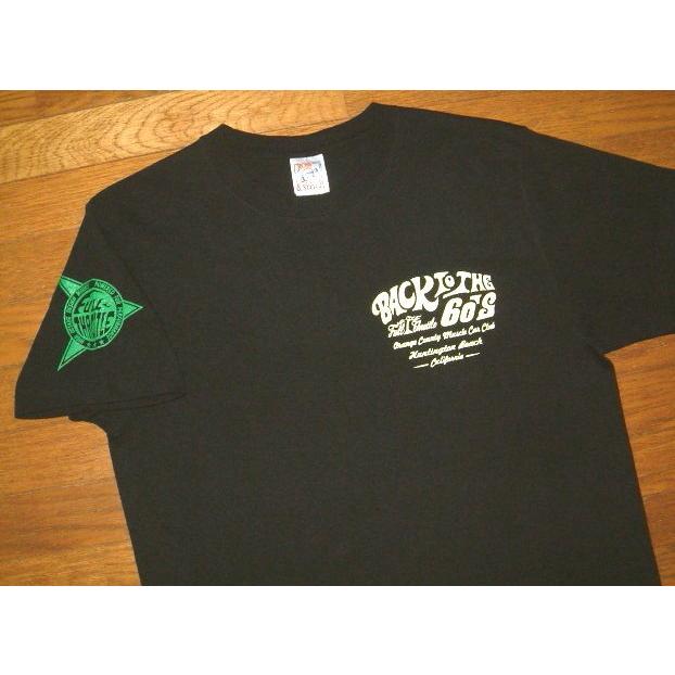 FULL THROTTLE フルスロットル ヘビーコットン生地 カスタムカー 半袖 Tシャツ (黒×緑) [ワーゲンバス] ピンストライプ