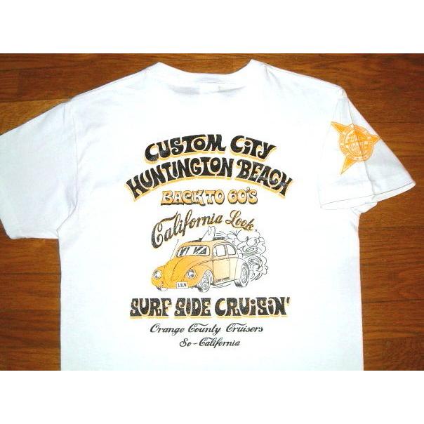 FULL THROTTLE フルスロットル ヘビーコットン生地 カスタムカー 半袖 Tシャツ (白×黄) [ワーゲン ビートル] ピン