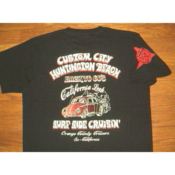 FULL THROTTLE フルスロットル ヘビーコットン生地 カスタムカー 半袖 Tシャツ (黒×赤) [ワーゲン ビートル] ピン