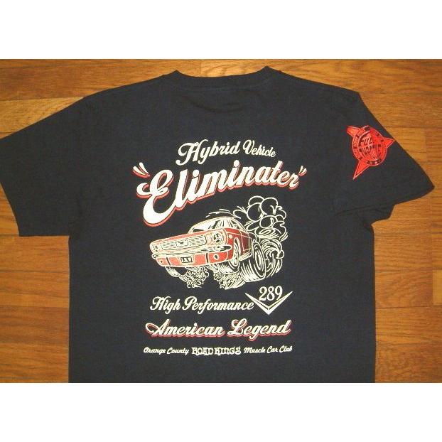 FULL THROTTLE フルスロットル ヘビーコットン生地 カスタムカー 半袖 Tシャツ (紺×赤) [フォード マスタング] ピン