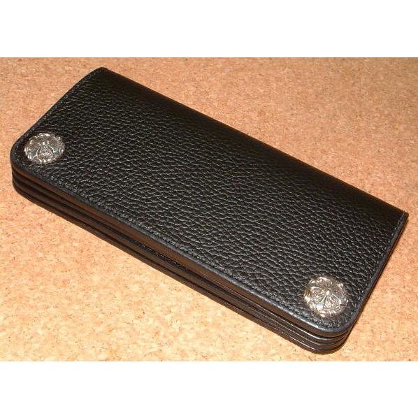 FUNNYブラックレザー長財布 コンチョ付き FUNNY ファニー】 SLOW 高級 イタリアン シュリンクレザー
