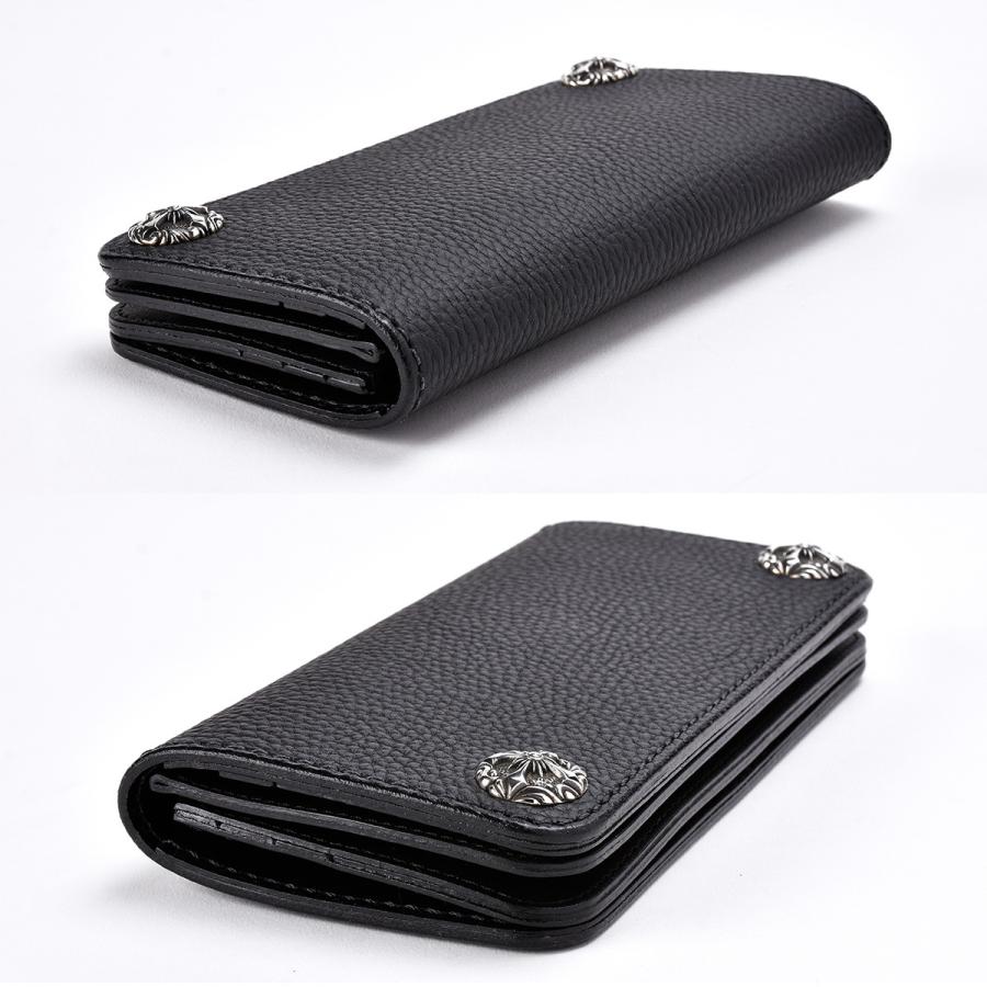 FUNNYブラックレザー長財布 コンチョ付き FUNNY ファニー】 SLOW 高級 イタリアン シュリンクレザー