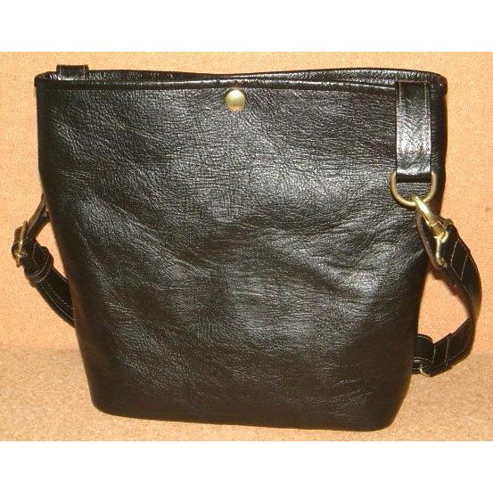 Groover Leather グルーバーレザー 高級 ホースハイド 馬革 レザー製 中型 ライダース ショルダーバッグ (Mサイズ) 黒 本革 オールレザー バイカーズ バッグの画像