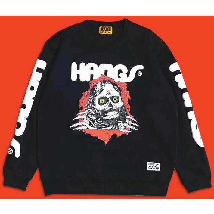 ⚫︎ともぞう⚫︎TONY HAWK スカルプリント スウェット HANG ハング】 クルーネック スウェット トレーナー [Charlie Skate