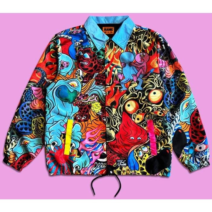 限定 【HANG ハング 犯具】 Hideyuki Katsumata 総柄 コーチジャケット