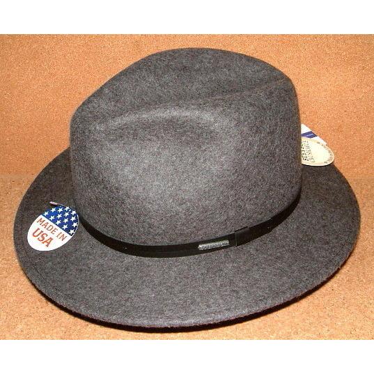 貴重なUSA製 【STETSON ステットソン】 高級 100%ウール フェルト クラッシャブル フェドラ ハット 中折れ ソフト 帽子 EXPLORER (Mサイズ/57cm〜58cm) グレー｜junkhousewest｜03