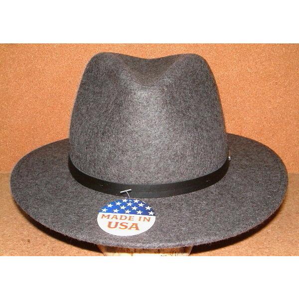 貴重なUSA製 【STETSON ステットソン】 高級 100%ウール フェルト クラッシャブル フェドラ ハット 中折れ ソフト 帽子 EXPLORER (Mサイズ/57cm〜58cm) グレー｜junkhousewest｜04