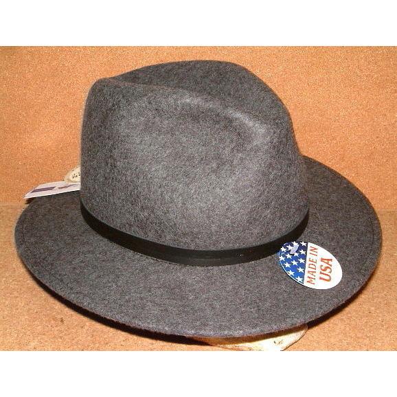 貴重なUSA製 【STETSON ステットソン】 高級 100%ウール フェルト クラッシャブル フェドラ ハット 中折れ ソフト 帽子 EXPLORER (Mサイズ/57cm〜58cm) グレー｜junkhousewest｜05