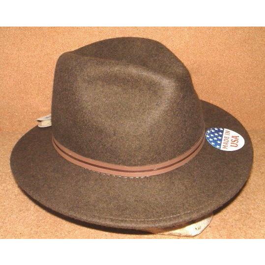 貴重なUSA製 【STETSON ステットソン】 高級 100%ウール フェルト クラッシャブル フェドラ ハット 中折れ ソフト 帽子 EXPLORER (Mサイズ/57cm〜58cm) 茶｜junkhousewest｜05