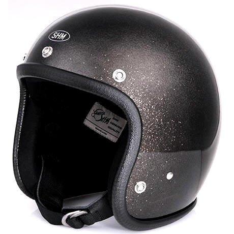 新品未使用　SHMジェットヘルメット ブラックフレーク （SG規格） SG規格取得 【SHM】 Lot-504 フレーク塗装 ラメ塗装 ジェット
