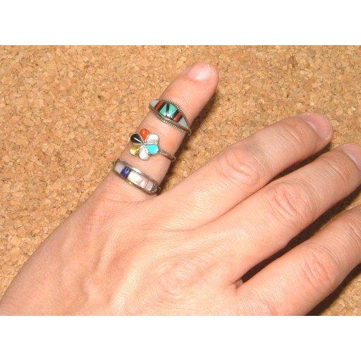 本物 2000年代前期物 ズニ族 ZUNI族 インディアンジュエリー シルバー製 ターコイズ インレイ リング 指輪 (6.5号) 6号 ピンキーリング FUNNY レディース 女性用｜junkhousewest｜06